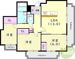 ガーデンフラッツ夙川 2階/-