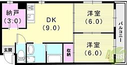 1996Hera 2DKの間取図画像