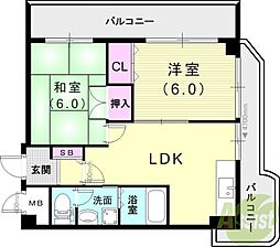門戸パレス 3DKの間取図画像