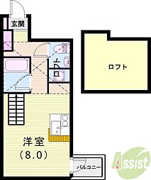 C4Koshieneast 1Kの間取図画像