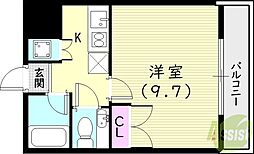 ラ・セーヌ西宮 1Kの間取図画像