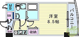 セレニテ甲子園 1Kの間取図画像