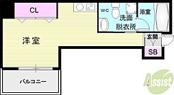 RIVERGEAMAGASAKI 1Kの間取図画像