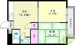 サニーハイツ 2DKの間取図画像