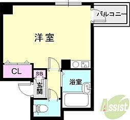 クリスタル大崎 ワンルームの間取図画像