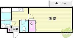 シエテ南塚口 1Kの間取図画像