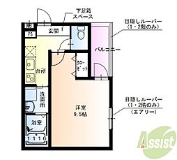 フジパレス武庫川駅北 1Kの間取図画像