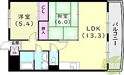 エスポワール南清水 2LDKの間取図画像