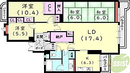 白鷹松下町マンション 4LDKの間取図画像