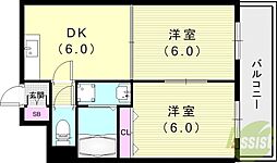 ド・ウエル瑞穂 2DKの間取図画像
