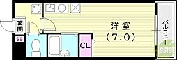 クレアコート産所町 1Kの間取図画像