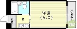 プリエール名神尼崎 ワンルームの間取図画像