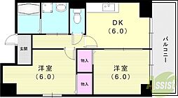 フローレンステラモト 2DKの間取図画像