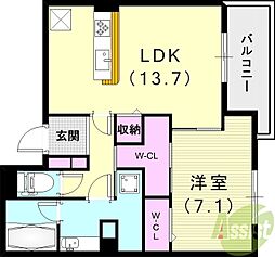 GreenPalace樋之池 1LDKの間取図画像