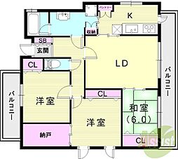 それいゆ甲風園 3SLDKの間取図画像