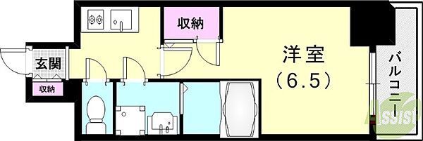 レーヴメゾン尼崎昭和通 ｜兵庫県尼崎市昭和南通7丁目(賃貸マンション1K・9階・22.24㎡)の写真 その2