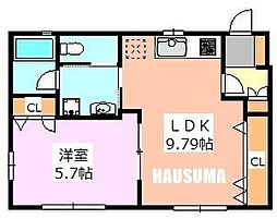 ドムス足立 1LDKの間取図画像