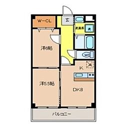アニヴェルセル 2DKの間取図画像