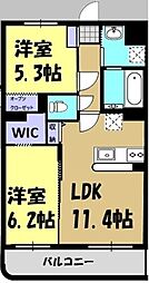 ビエント今泉 2LDKの間取図画像