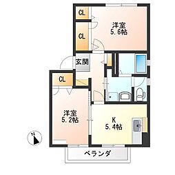 アマービリスB 2Kの間取図画像