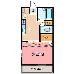 フォーシーズン 1Kの間取図画像