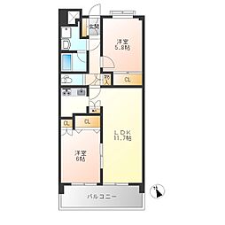 ザ・ミレニアムタワー 2LDKの間取図画像