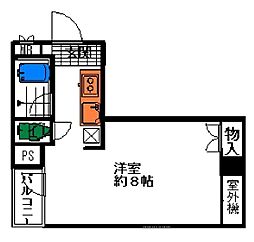 シャルマンS ワンルームの間取図画像