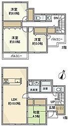 JR横浜線 新横浜駅 徒歩13分の賃貸一戸建て 2階4LDKの間取り