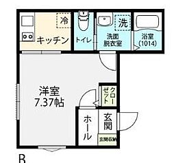 東急東横線 大倉山駅 徒歩15分の賃貸アパート 2階1Kの間取り