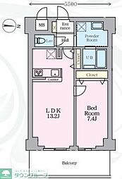 メジリス 新羽 1LDKの間取図画像