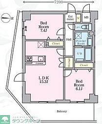メジリス 新羽 2LDKの間取図画像
