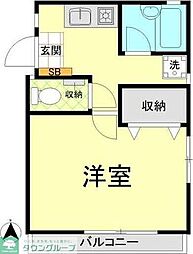 パルストーン 1Kの間取図画像