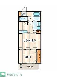 ハイデル二俣川 1LDKの間取図画像