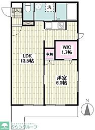 クレスト三ツ沢 1LDKの間取図画像