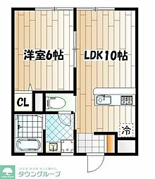 PuertaRojo 1LDKの間取図画像