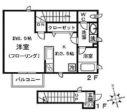ブランレフィナード 1Kの間取図画像