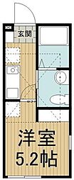 ハーミットクラブハウス鶴見A ワンルームの間取図画像