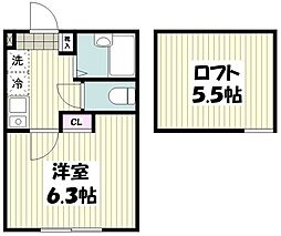 アンソレイエ鳥山町 1Kの間取図画像