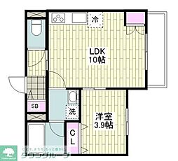 アプリコット平安 1LDKの間取図画像