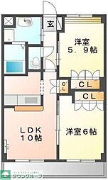 サニーレジデンス 2LDKの間取図画像