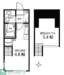 ハーミットクラブハウス三ッ沢2 ワンルームの間取図画像