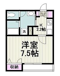 ヘーベルメゾン入江2 1Kの間取図画像