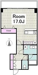 OceanTower 1Kの間取図画像