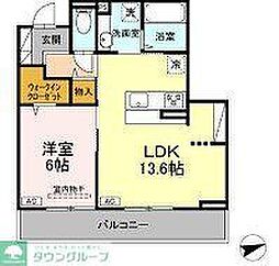 横浜市港北区新羽町アパート 1LDKの間取図画像