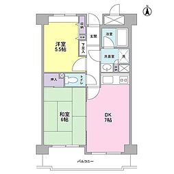 新横浜ガーデンコートBサイド 2DKの間取図画像