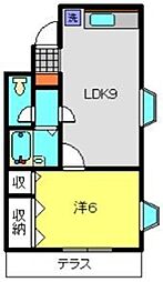 クリエール三ツ沢公園 1階1LDKの間取り
