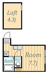 ヒルズ保土ヶ谷 ワンルームの間取図画像