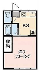 熊倉ビル 1Kの間取図画像