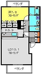 ヒルズ山手75 1LDKの間取図画像