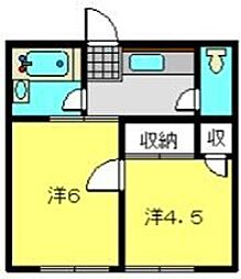 萩赤門ビル 2DKの間取図画像